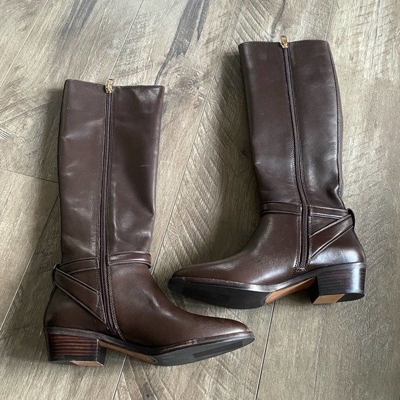 Coach Caroline Swagger Boot Leather Chestnut 6 Narrow Calf NWB $395 - Picture 3 of 7